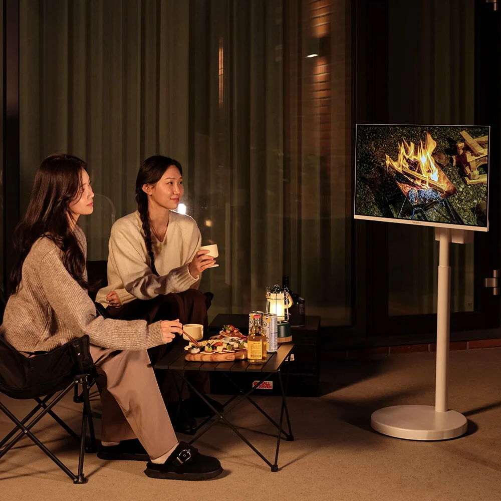 와이드무빙뷰 무선 삼탠바이미 V3-Air 셋트 32인치 FHD QLED 화이트에디션 중소바이미 스마트 이동식 TV (유선가능)