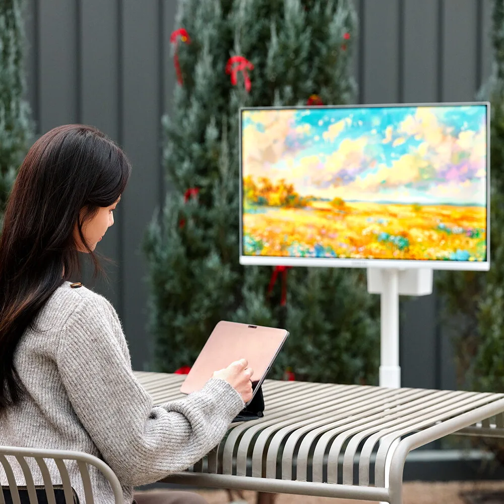 와이드무빙뷰 무선 삼탠바이미 V3-Air 셋트 32인치 FHD QLED 화이트에디션 중소바이미 스마트 이동식 TV (유선가능)